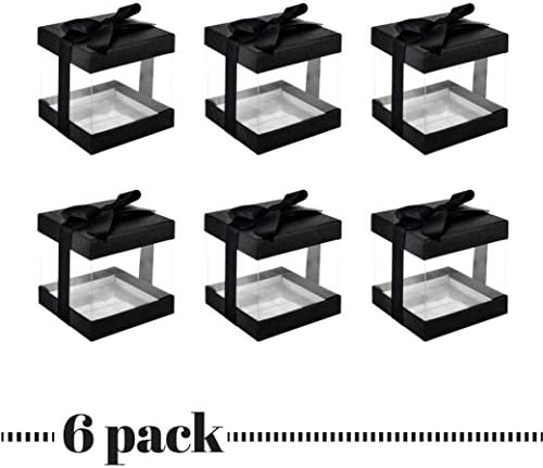 Hammont Clear Gift Box 6-Pack with Base Lid and Ribbon