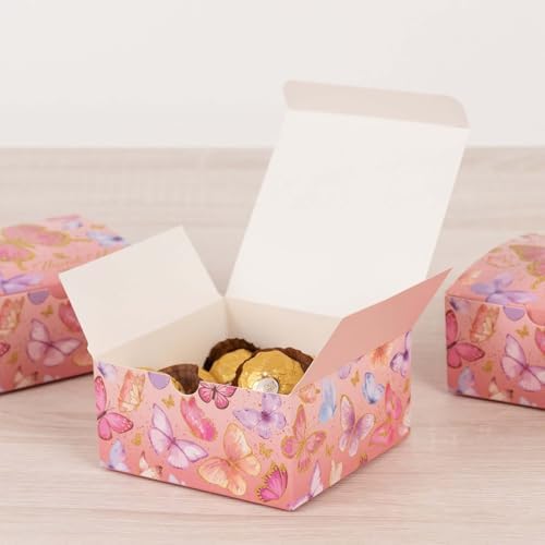 Efavormart 25 Pink Butterfly Party Favor Boxes with Thank You Print