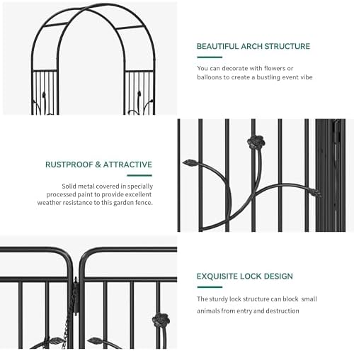 YITAHOME Metal Garden Arbor with Gate