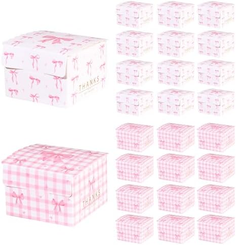 Glavatrix 50pcs Mini Pink Bow Candy Gift Boxes