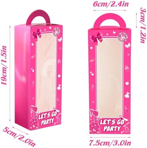 20 Pack Hot Pink Party Favor Boxes with Handles