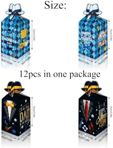 LOONELO Fathers Day Favor Boxes 12 Pcs Blue Cardboard Treat Gift Boxes
