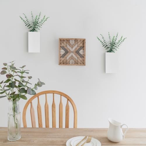 Dahey 2 Pack Wood Wall Planter with Artificial Eucalyptus