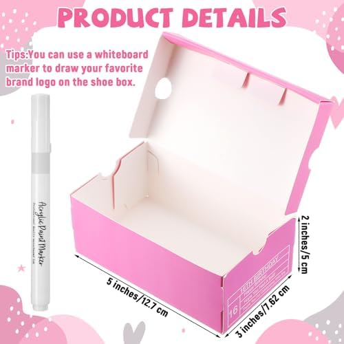 Gueevin 24 Pcs Mini Sneaker Gift Boxes Pink Party Decorations