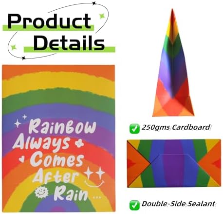 VIWATIN Rainbow Drawstring Gift Bags 4-Pack