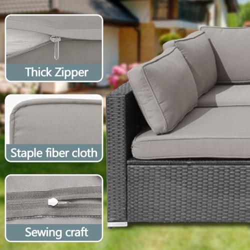 14Pcs Outdoor Cushion Covers with Zipper for 6-Seater Patio Set