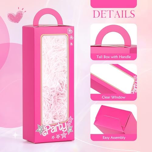 14PCS Pink Girls Party Favor Boxes with Stars and Dolls