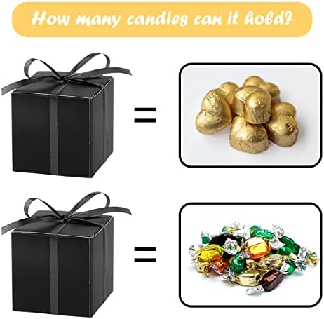 Hooqict 100pc Black Gift Boxes with Ribbons