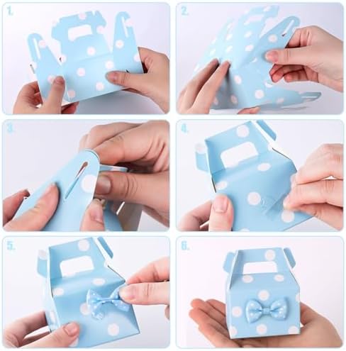 VGOODALL 30PCS Blue Polka Dot Favor Boxes