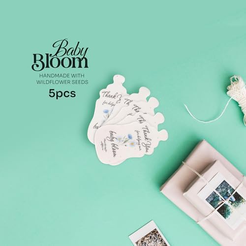 5pcs Blue Baby Bottle Seed Paper with Wildflower Seeds