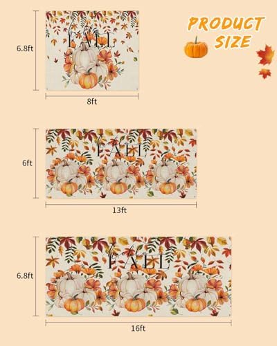 Autumn Orange Pumpkin Leaves Garage Door Cover 7x8ft