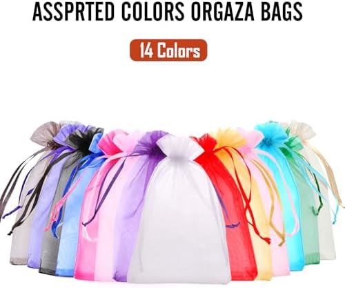 100PCS Multicolor Organza Bags 4x6 Inches Drawstring