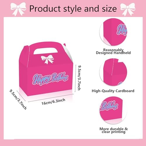 16 Pink Party Favor Treat Boxes for Birthday Parties