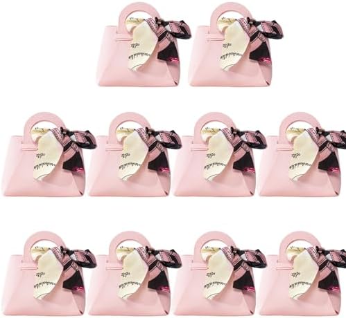 HOSDZOU 10 Pack Leather Wedding Candy Bags with Handle