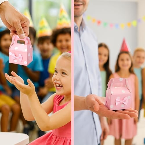 VGOODALL 30PCS Party Favor Boxes Pink Polka Dot Small Treat Bags