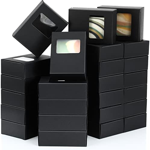 60 Pieces Black Kraft Soap Boxes with Window