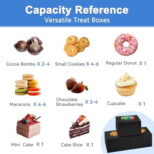 Shallive 4-Inch Cookie Boxes 25 Pcs Black Gift Box