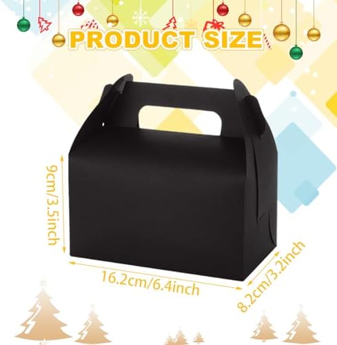 ABuff 50 Pack Black Gable Treat Boxes for Party Favors