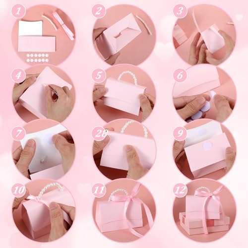 YBEATY 10 Pcs Pink Gift Boxes DIY Set for Bridesmaids