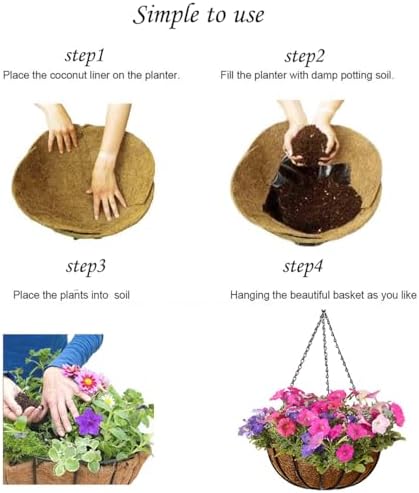 MTB Supply 14 Inch Hanging Planters with Coco Liner Pack of 4