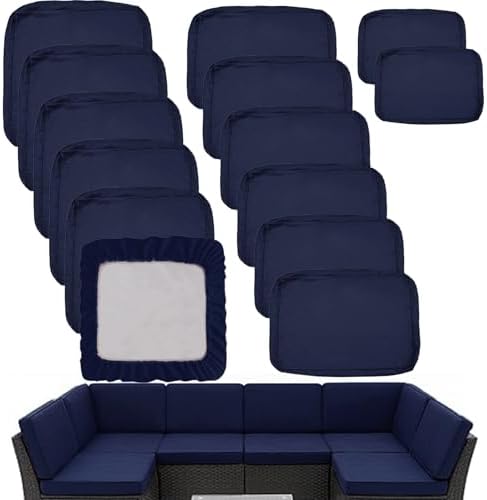 Sqodok Outdoor Cushion Covers 14Pcs Set for 6-Seater Sofa