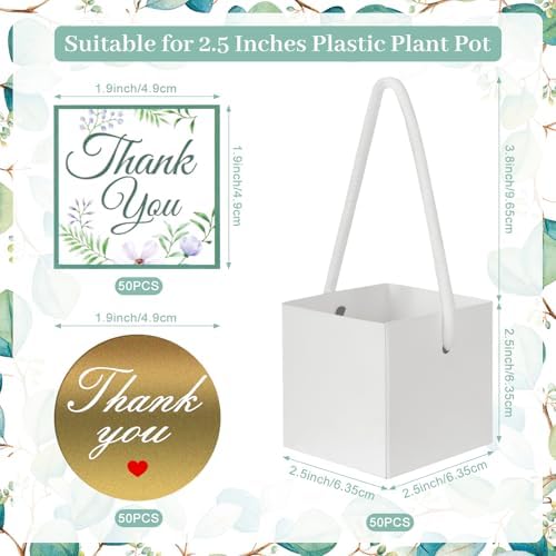 LawnIdyll 50 Pcs Succulent Wrap Bags with Thank You Stickers