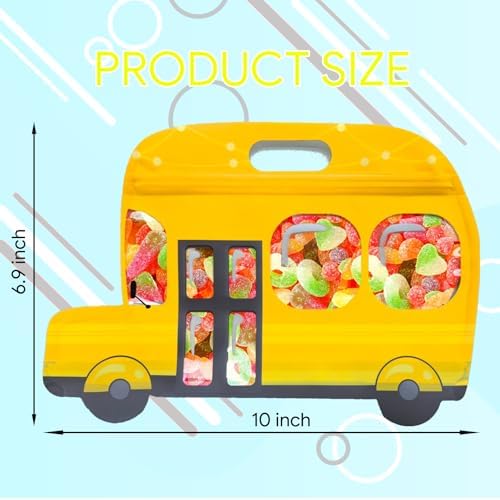 12Pcs Yellow School Bus Goodie Bags with Handles Ziplock