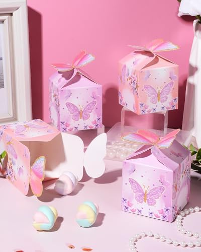 Liobelon 48 Pcs Mini Butterfly Gift Boxes for Parties