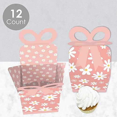 Pink Daisy Flowers Square Gift Boxes Set of 12