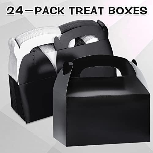 24Pcs Black Gable Candy Boxes with Handles
