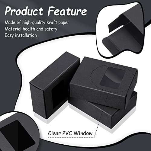 60 Pieces Black Kraft Soap Boxes with Window