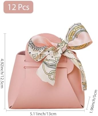 CALFOVERA 12 Pack Pink Faux Leather Gift Bags