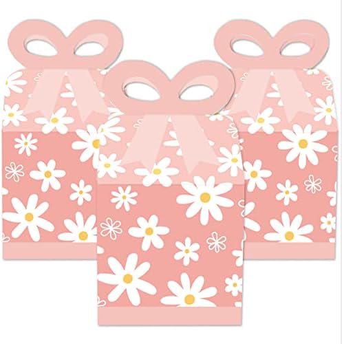 Pink Daisy Flowers Square Gift Boxes Set of 12