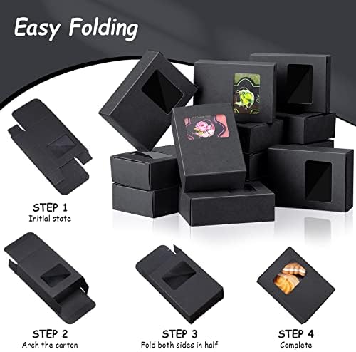 60 Pieces Black Kraft Soap Boxes with Window