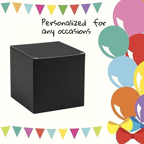 20 Pack Small Square Black Gift Boxes with Lids for Wrapping