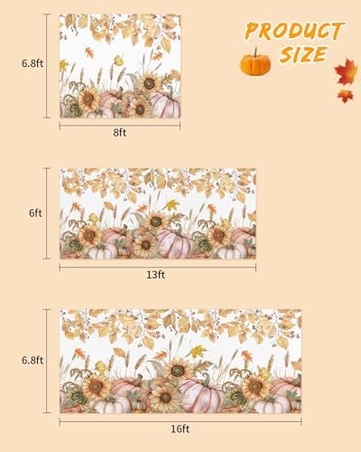 IDOWMAT Autumn Pumpkin Sunflower Garage Door Cover 7x8ft