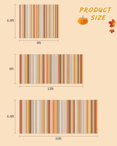 Geometric Orange Stripes Garage Door Cover 7x16ft Modern Decor