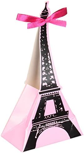 Chic Black Pink Eiffel Tower Favor Boxes - Pack of 12