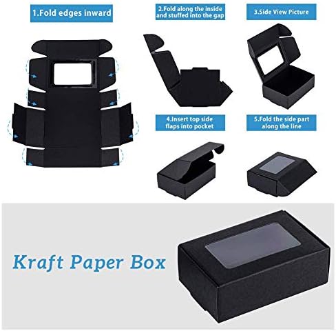 BENECREAT 30 Pack Black Kraft Gift Boxes with Clear Windows
