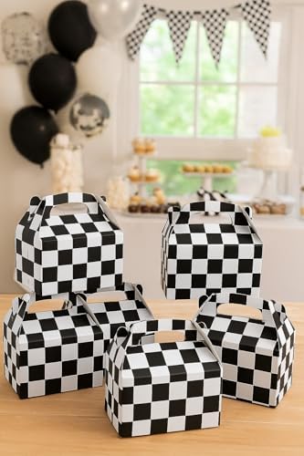 Oojami 24 Pack Checkered Gable Gift Boxes