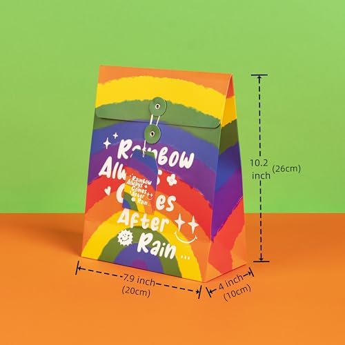 VIWATIN Rainbow Drawstring Gift Bags 4-Pack