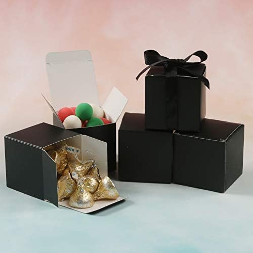 COTOPHER 60pcs Black Gift Boxes with Ribbons