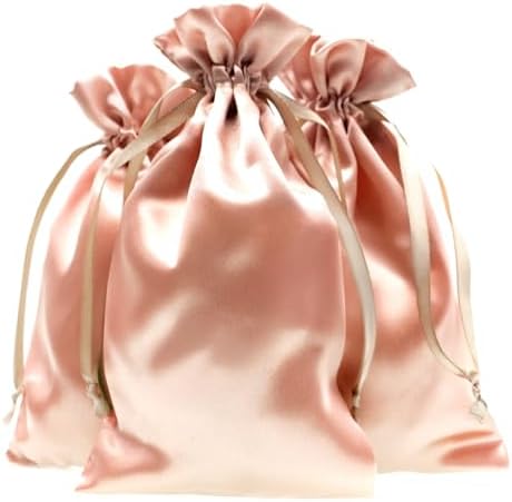 6 Inch x 9 Inch Rose Gold Satin Gift Bags