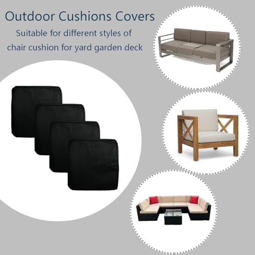 FLYMEI 20x20x2 Outdoor Cushion Covers 2Packs Black