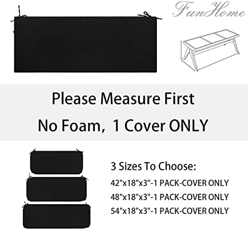 FUNHOME Outdoor Bench Cushion Cover Black