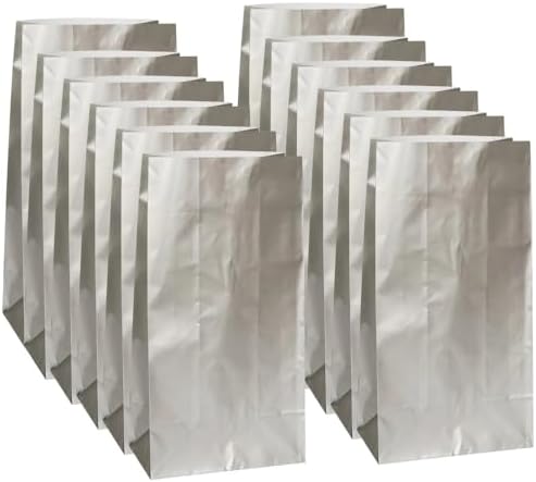 Sparkling Silver Metallic Paper Party Bags Pack of 10