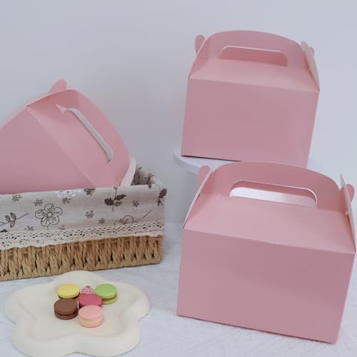 Namhcir 12 Pack Pink Treat Boxes with Handles