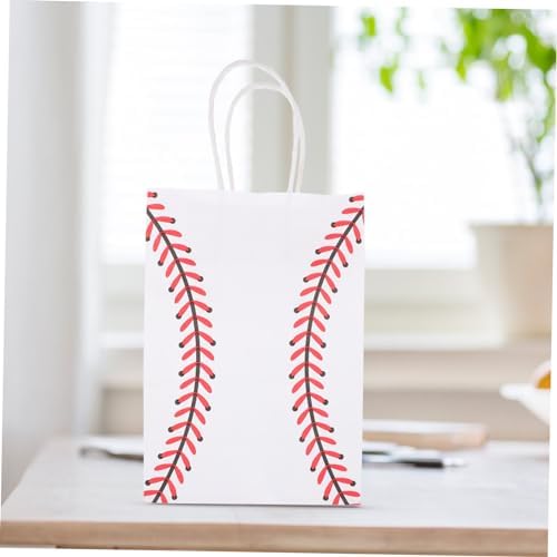 SHOWERORO 12pcs White Kraft Paper Baseball Party Bags