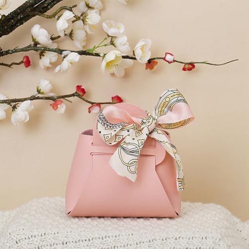 CALFOVERA 12 Pack Pink Faux Leather Gift Bags
