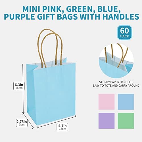 60 Pack Mini Rainbow Gift Bags with Handles